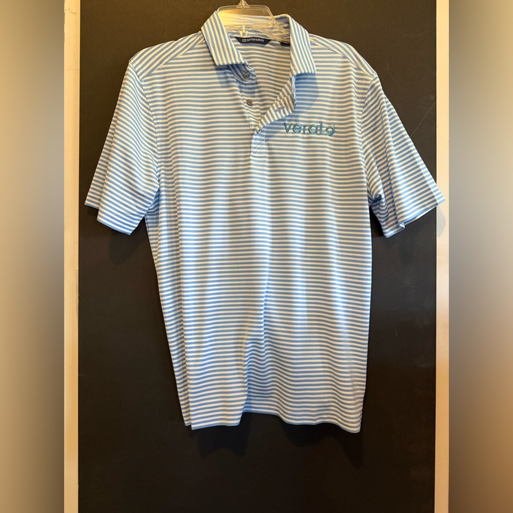 adidas Light Blue Striped Polo Shirt
